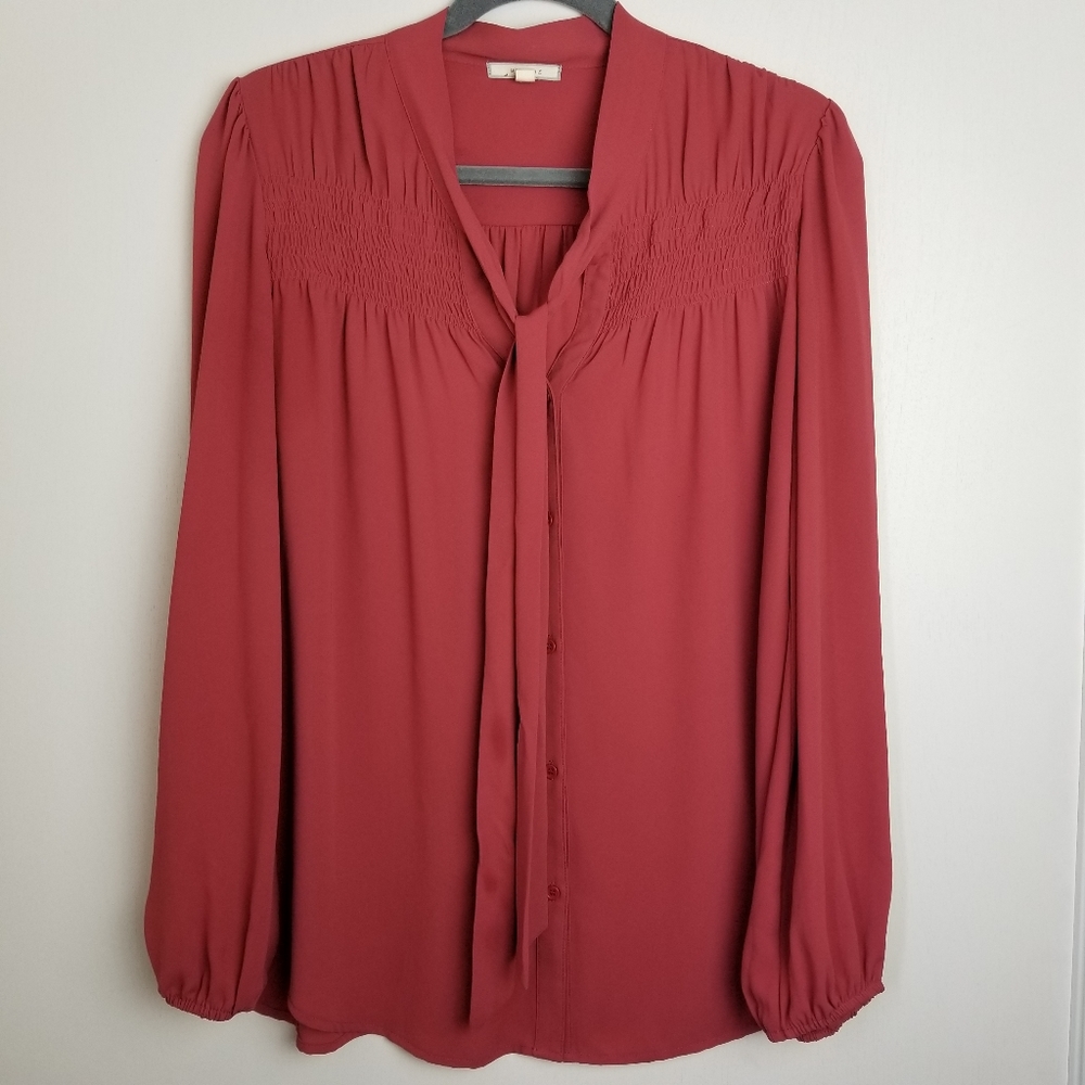 🌻Pleione by Anthropology V-Neck Blouse with a tie